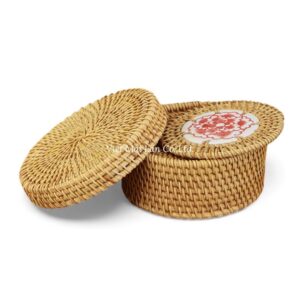 Gift Box Ceramic Rattan Coaster Set