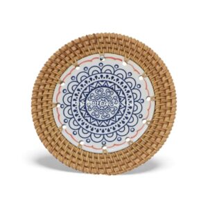 Glossy Ceramic Rattan Coaster
