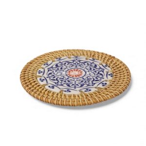 Glossy Round Rattan Coaster