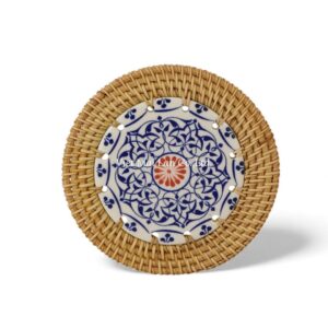 Glossy Round Rattan Coaster