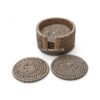 Grey Rattan Coaster Set