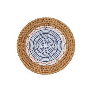 Handcrafted Ceramic Rattan Coaster