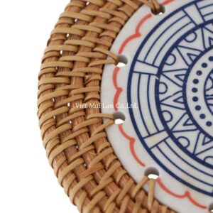 Handcrafted Ceramic Rattan Coaster
