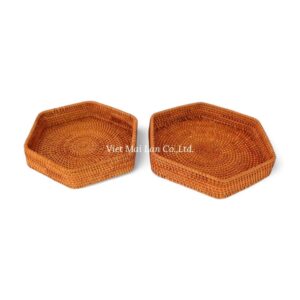 Handcrafted Rattan Tray Set