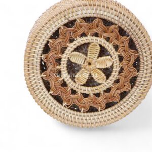 Handcrafted Round Rattan Box