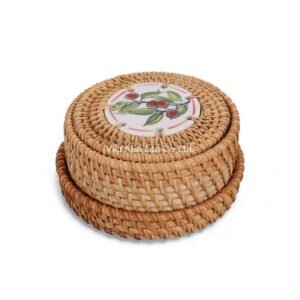 Handmade Ceramic Rattan Coaster Set