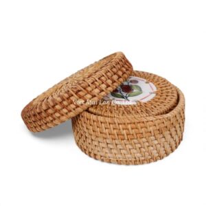 Handmade Ceramic Rattan Coaster Set
