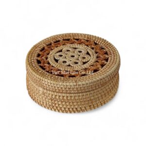 Handmade Round Rattan Box