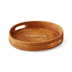 Handmade Round Rattan Tray
