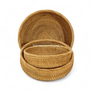 Handwoven Rattan Tray Set
