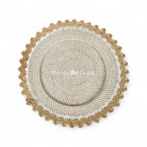 Handwoven White Rattan Charger Plate