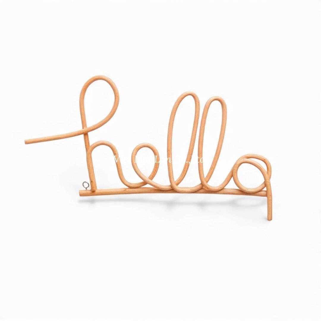 Hello Sign Rattan Kids Wall Decor