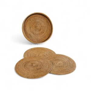 Honey Brown Rattan Placemat Set