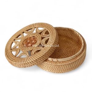 Jewelry Round Rattan Box