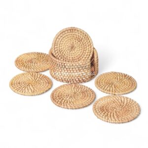 Light Brown Rattan Coaster