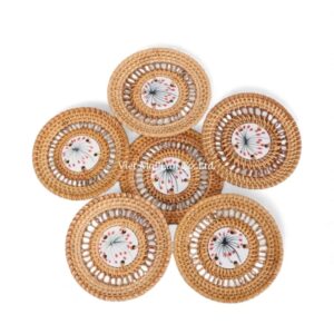 Lotus Floral Rattan Coaster