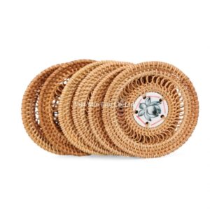 Lotus Rattan Coaster Set
