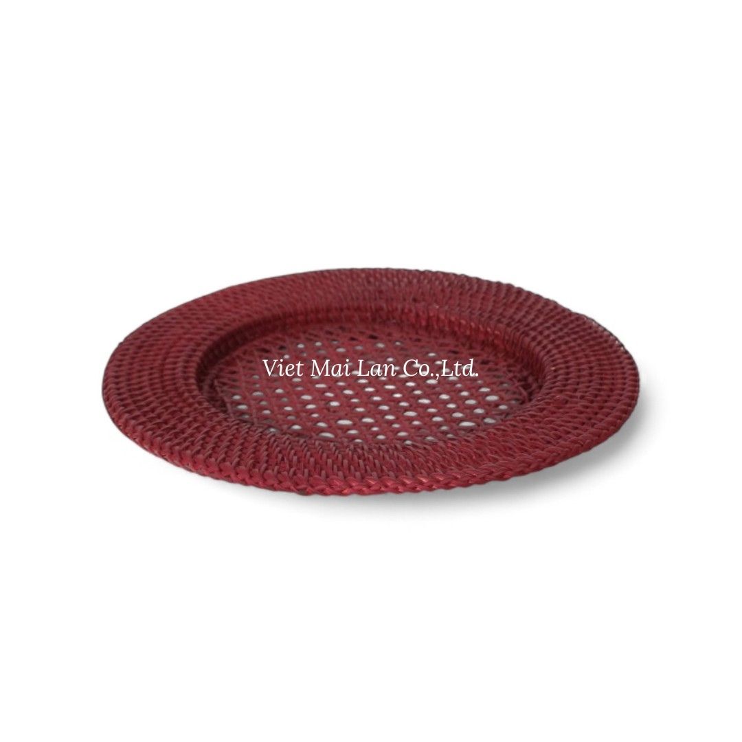 Maroon Rattan Charger Plate