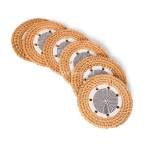 Minimalist Ceramic Rattan Coaster