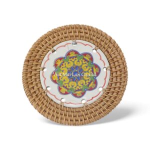 Minimalist Rattan Coaster with Ceramic