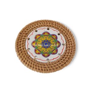 Minimalist Rattan Coaster with Ceramic