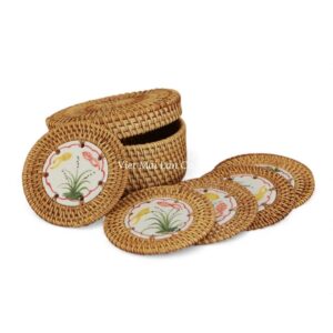 Modern Rattan Coaster Set
