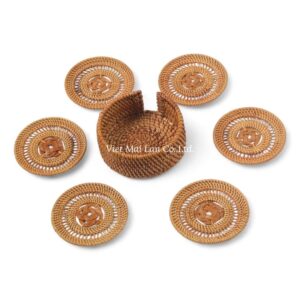 Modern Rattan Coaster Set