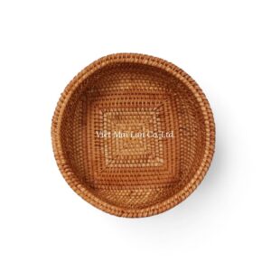 Modern Round Rattan Tray Set