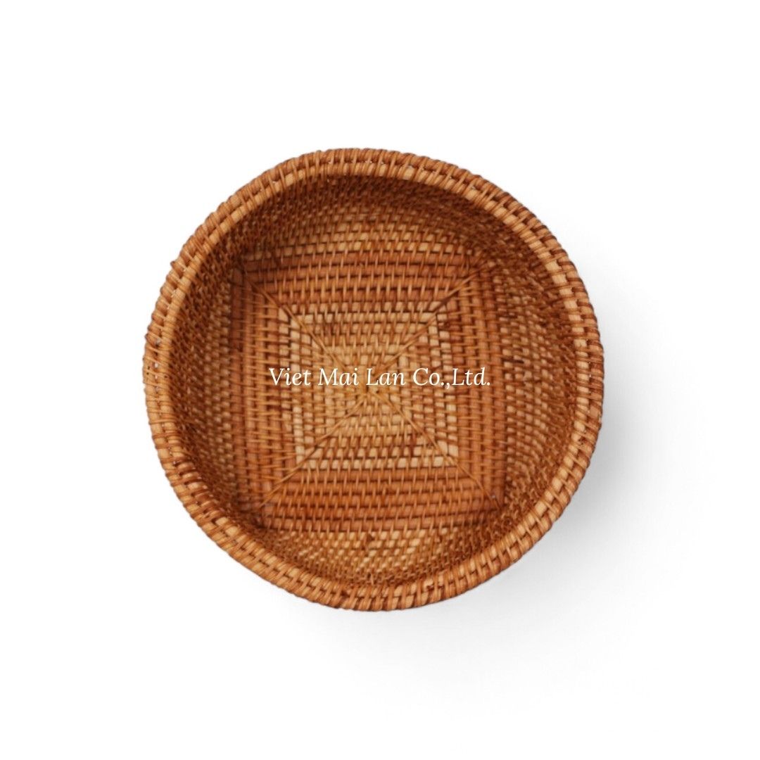 Modern Round Rattan Tray Set