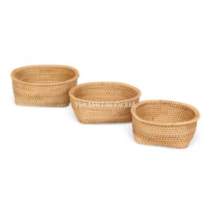 Modern Round Rattan Tray Set