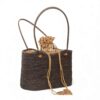 Natural Black Tote Rattan Bag