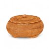 Natural Brown Round Rattan Box