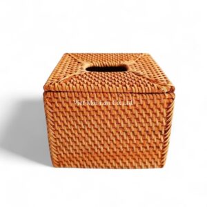 Natural Brown Square Rattan Tissue Box