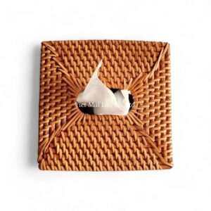 Natural Brown Square Rattan Tissue Box