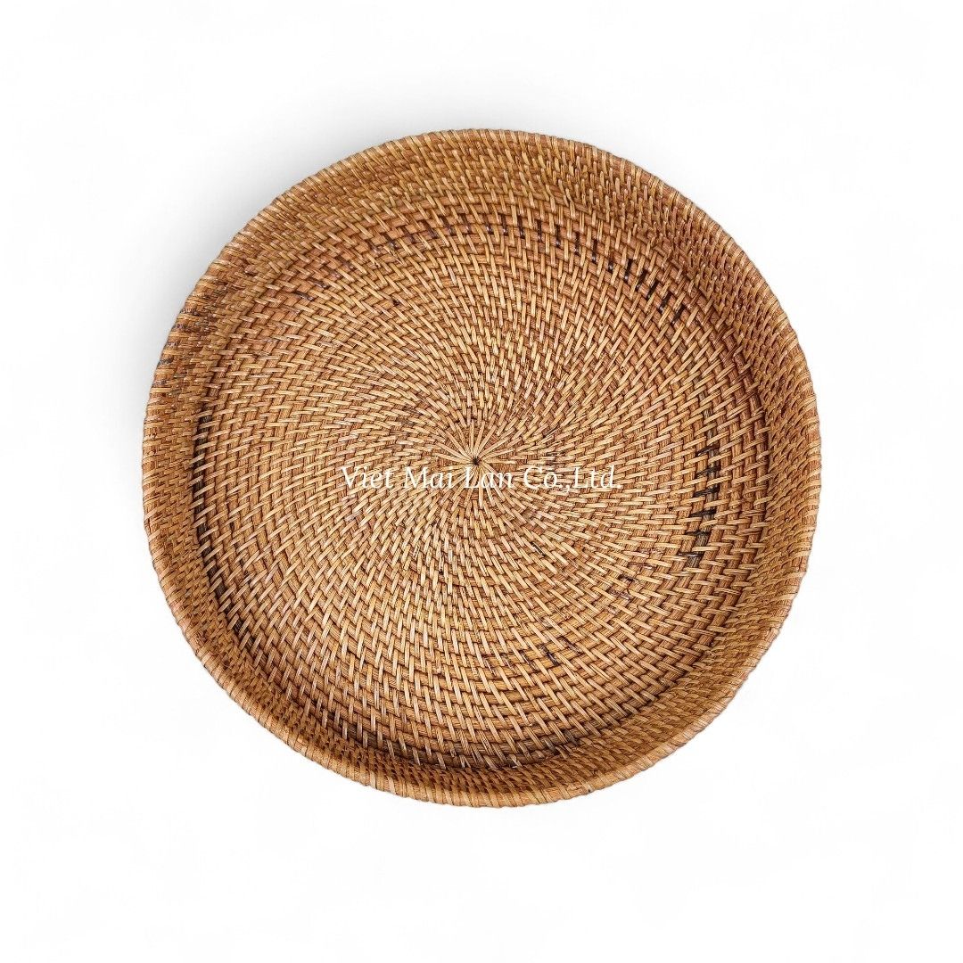 Natural Curved Edge Rattan Tray