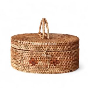 Natural Oval Rattan Box