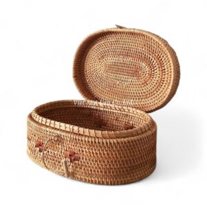 Natural Oval Rattan Box