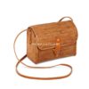Natural Rattan Bag with Leather Strap