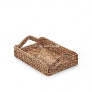 Natural Rectangular Rattan Tray Set