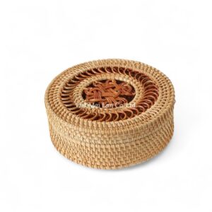 Natural Round Rattan Box