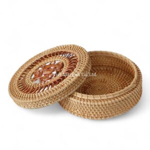 Natural Round Rattan Box
