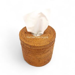 Natural Round Rattan Tissue Box