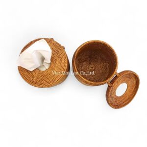 Natural Round Rattan Tissue Box