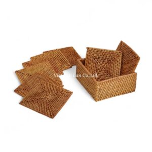 Natural Square Rattan Coaster Set
