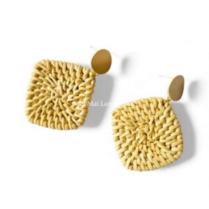 Natural Square Rattan Earrings