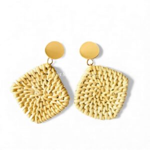 Natural Square Rattan Earrings