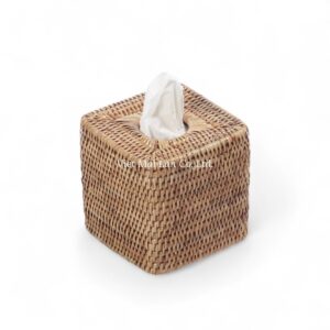 Natural Square Rattan Tissue Box