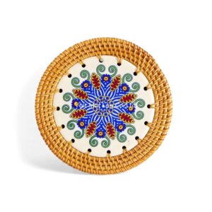 Natural Weave Ceramic Rattan Coaster