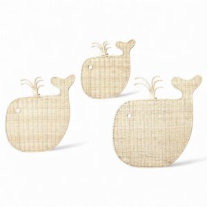 Natural Whale Rattan Kids Wall Decor