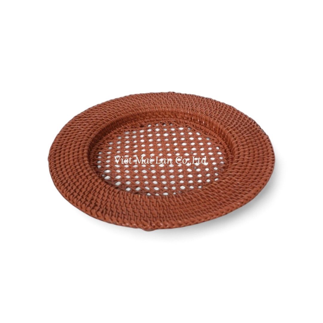 Orange Rattan Charger Plate
